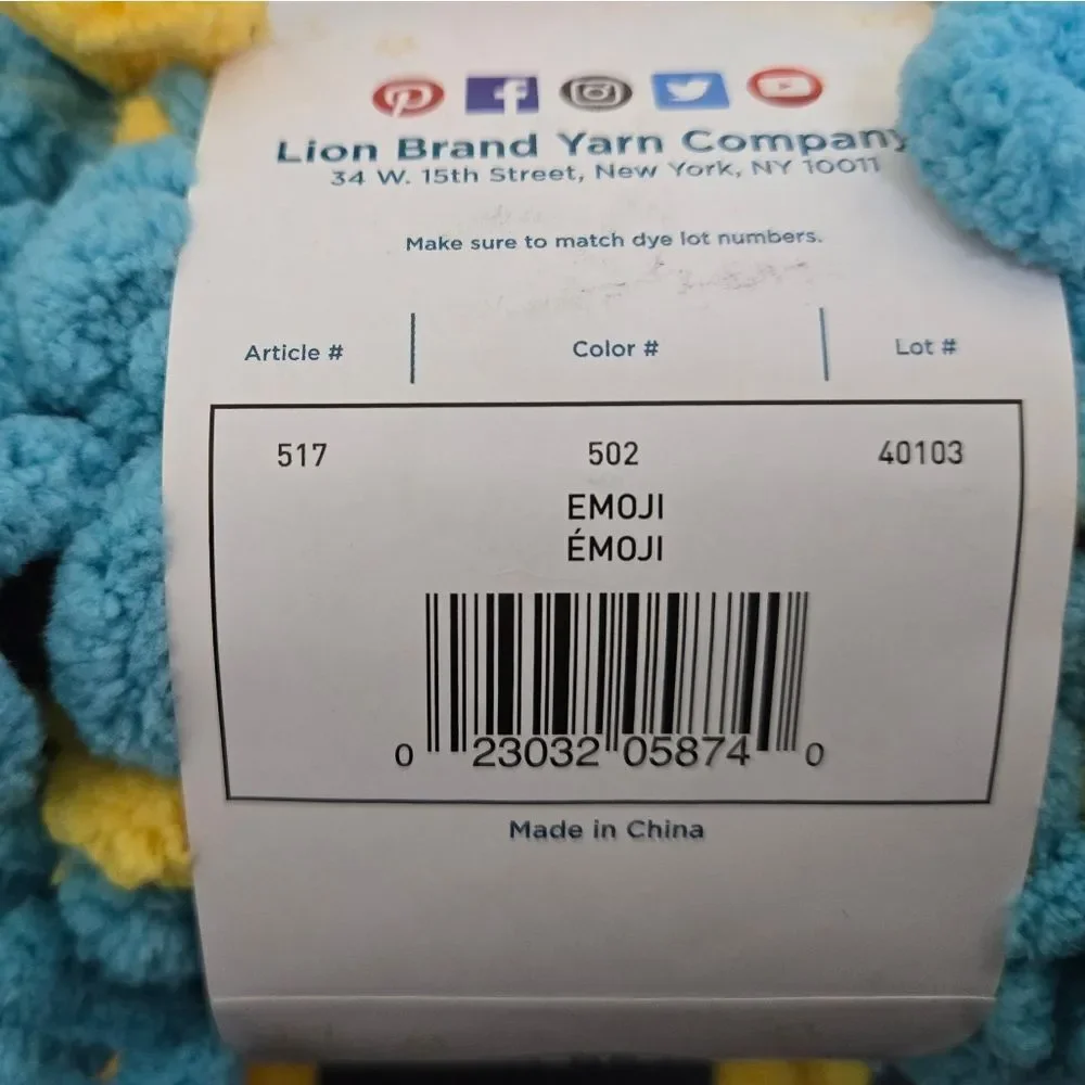 LION BRAND YARNS OFF THE HOOK EMOJI 4 SKEINS 3.5 OZ